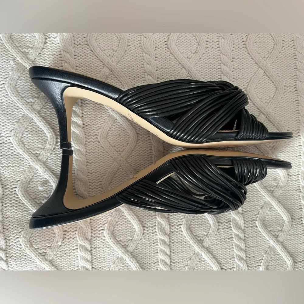 New! Jewel Badgley Mischka Black Heeled Slide Sandals Women’s Size 7.5 - Picture 12 of 14